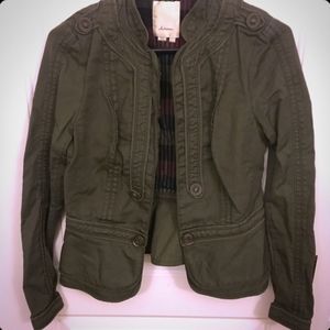 Anthropologie Elevenses Olive Green Jacket
